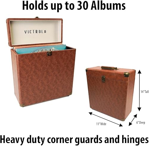 Vista 25 de Victrola Coleccionista - Estuche de almacenamiento de discos - Capacidad para más de 30 discos de vinilo giratorios, accesorios de alta resistencia