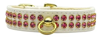 Mirage Pet Products Fleetwood Dog Collar, 12-inch, White with Pink Stones