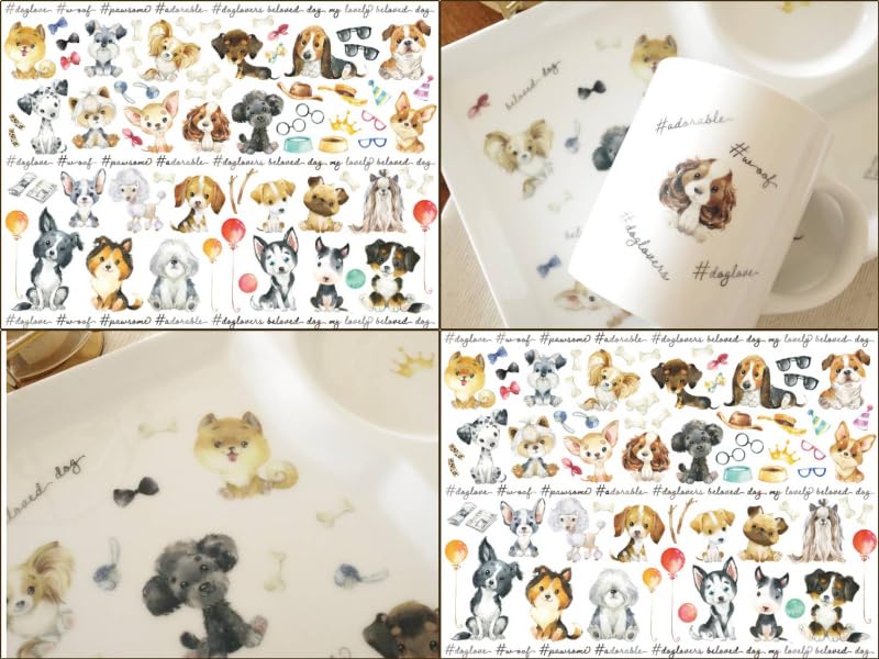 Amazon.co.jp: ポーセラーツ 転写紙 【白磁用】 DOG Party ドッグ