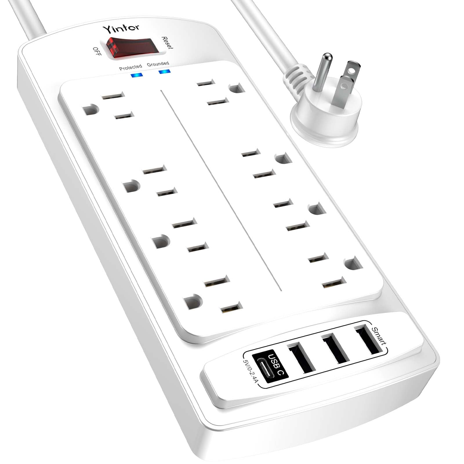Yintar 6Ft Surge Protector Power Strip with 6 Outlets & 3 USB Ports, Black — Amazon image 15