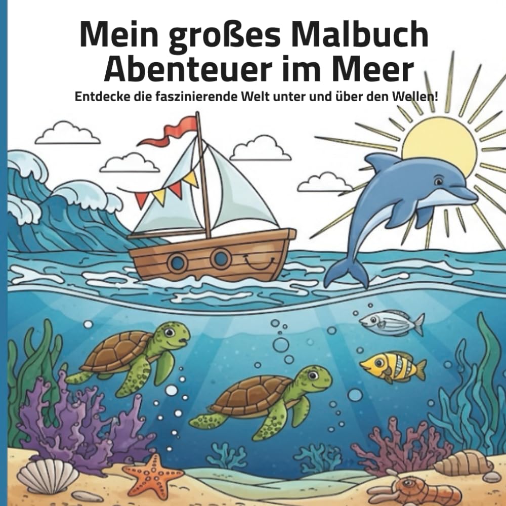 Mein großes Malbuch: Abenteuer im Meer: Die faszinierende Welt unter und über den Wellen
