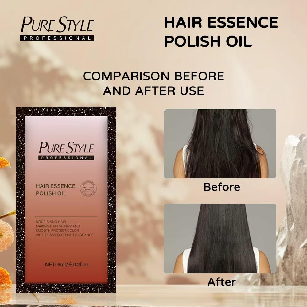 PureStyle Hair Essence Polish Oil, Anti-Frizz Serum with Argan Jojoba Seed | Travel Size 10pcs, Smoothing Oil, Deep Conditioner for Dry Damaged Hair