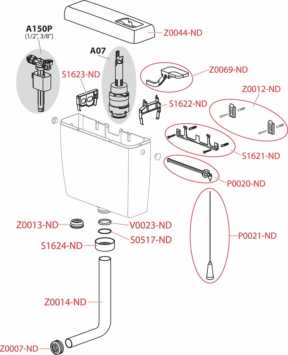 Spłuczka A930-H-1/2" podwójna spłuczka 3/6 litra
