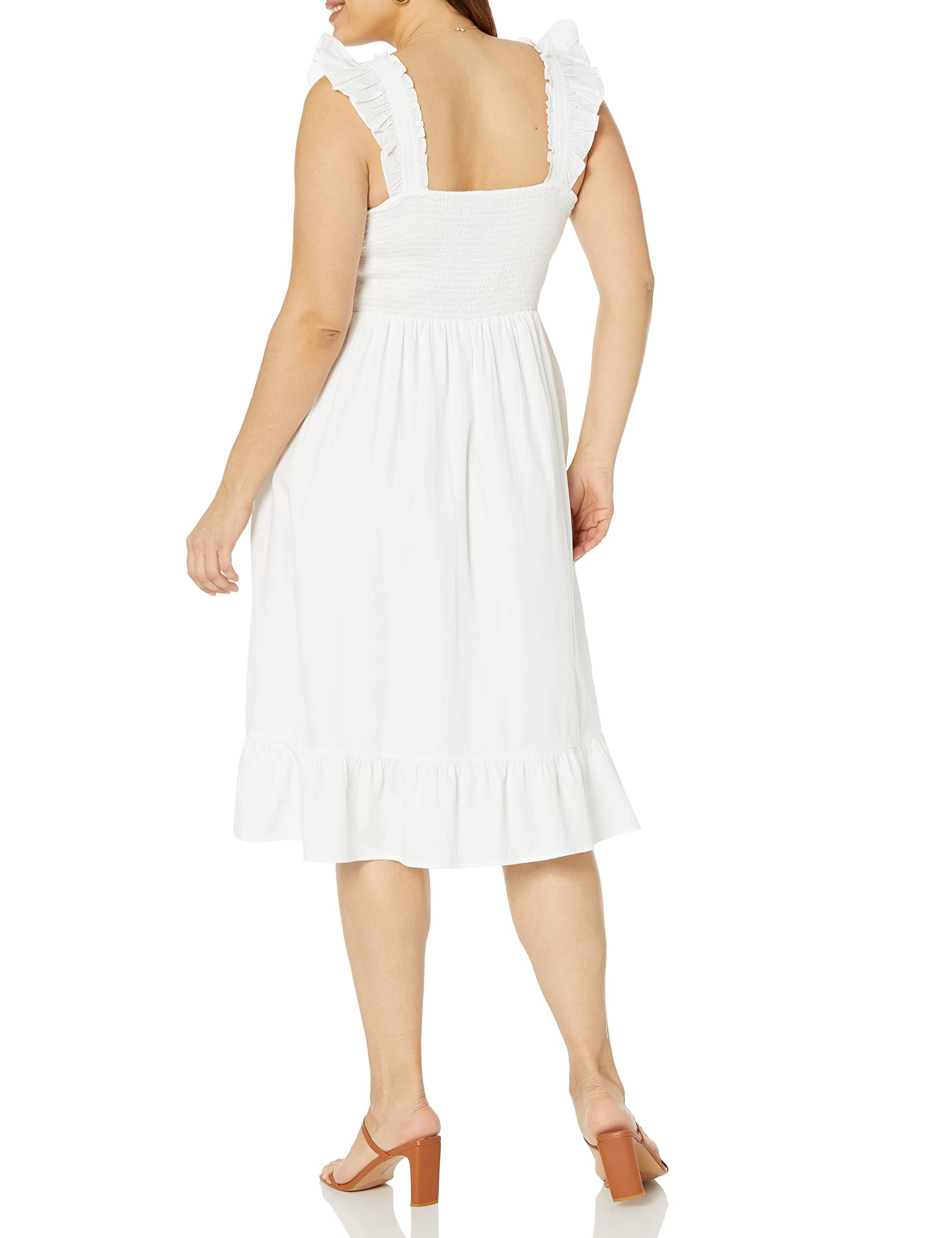 The Drop Kimi Ruffled Shoulder Smocked Midi Dress Robes Femme