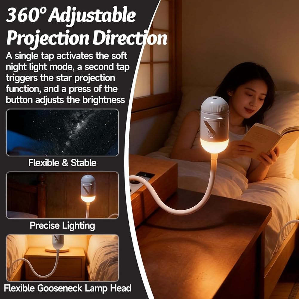 Lámpara de proyección USB HD Galaxy Star, luz Nocturna LED Ambiental, Mini proyector de Pared con luz Nocturna, Plug & Play.