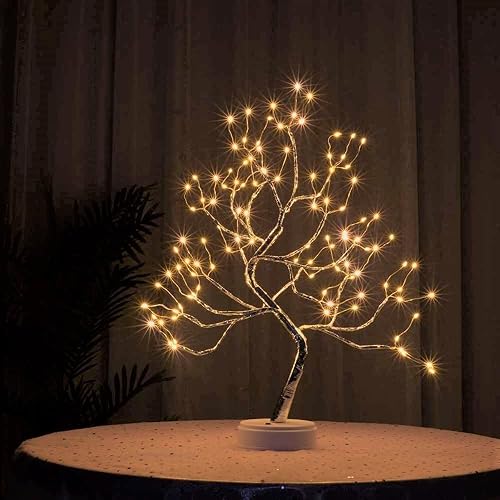 Miniatura 2 de Mycznsyard Luz LED para árbol de hadas, rama plateada, luz artificial de árbol bonsái de 20 pulgadas, funciona con bateríaUSB, 8 modos de