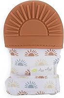 Itzy Ritzy Silicone Teething Mitt - Textured Gum Relief, Adjustable Strap, Crinkle Sound Baby Teether for 3+ Months (Terracotta Sun)