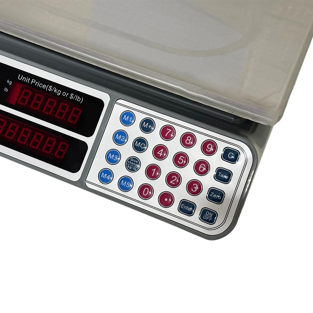 Balance électronique professionnelle 40 kg Haute précision, écran LED, plat en acier inoxydable, idéale pour l'alimentation et le commerce, batterie rechargeable