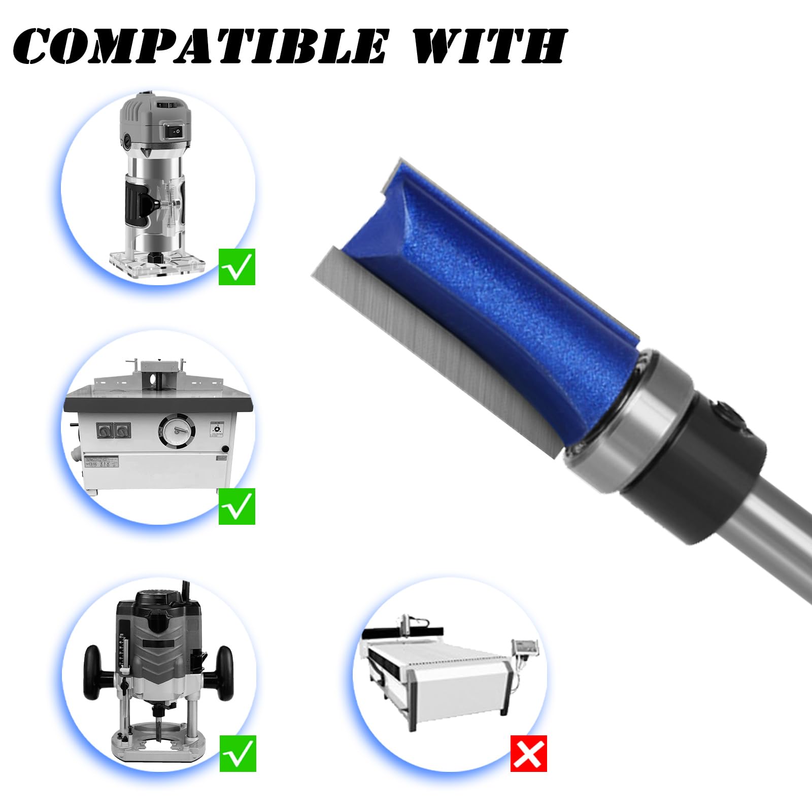 BENESOON Flush Trim Router Bits - 4 Piece Set -4