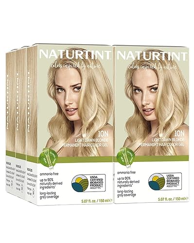 Naturtint 10N - Tinte permanente para el cabello rubio amanecer claro (paquete de 6), sin amoníaco, vegano, libre de crueldad, hasta el 100% de