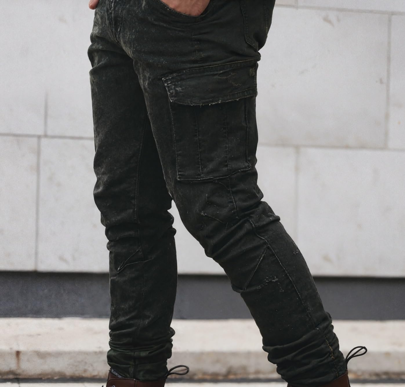 Cargo Jeans for Men Slim Fit Stretch Skinny Jean Straight Leg Comfort Flex Waist Denim Pants - Image 2