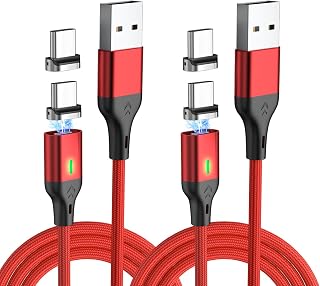 USB C Magnetic Charging Cable, Charger Cable for Type C 2Pack 480Mbps Data Transfer, 3A Fast Charging for Phone 16 15,14,13 Pro Max, MacBook Pro,Pad,Galaxy S22,Pixel (3.3ft*2)