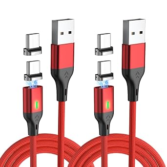 USB C Magnetic Charging Cable, Charger Cable for Type C 2Pack 480Mbps Data Transfer, 3A Fast Charging for Phone 16 15,14,13 Pro Max, MacBook Pro,Pad,Galaxy S22,Pixel 6.6ft*2