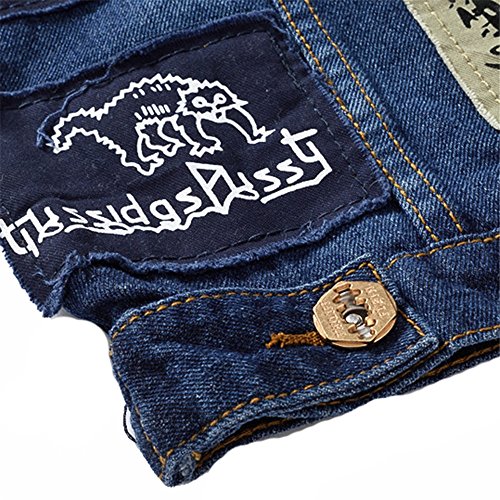 Mens Jeans Vest Patch Designs Ripped Frayed Denim Waistcoat4