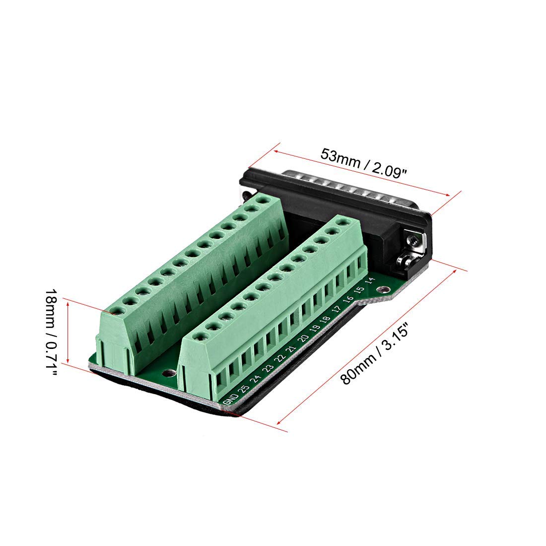Breakout Board DB25 Connector - 25 Pin Male Solderless Terminal Block ...