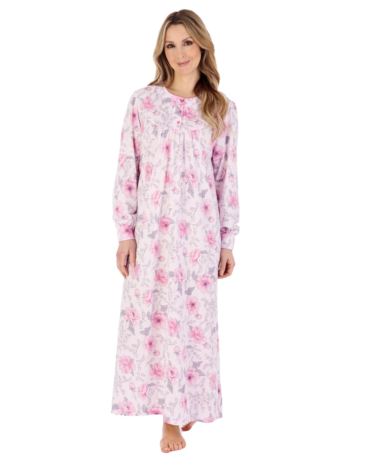 Slenderella Long Sleeve Jersey Nightie ND04109 Pink 24-26