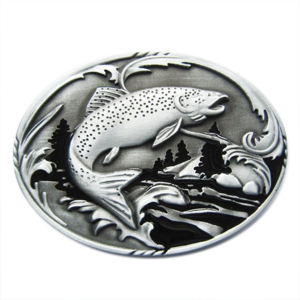 Boucle De Ceinture Vintage En Alliage De Zinc – Motif Poisson, Finition Argent Vieilli, Pour Ceintures Jusqu'à 40 Mm