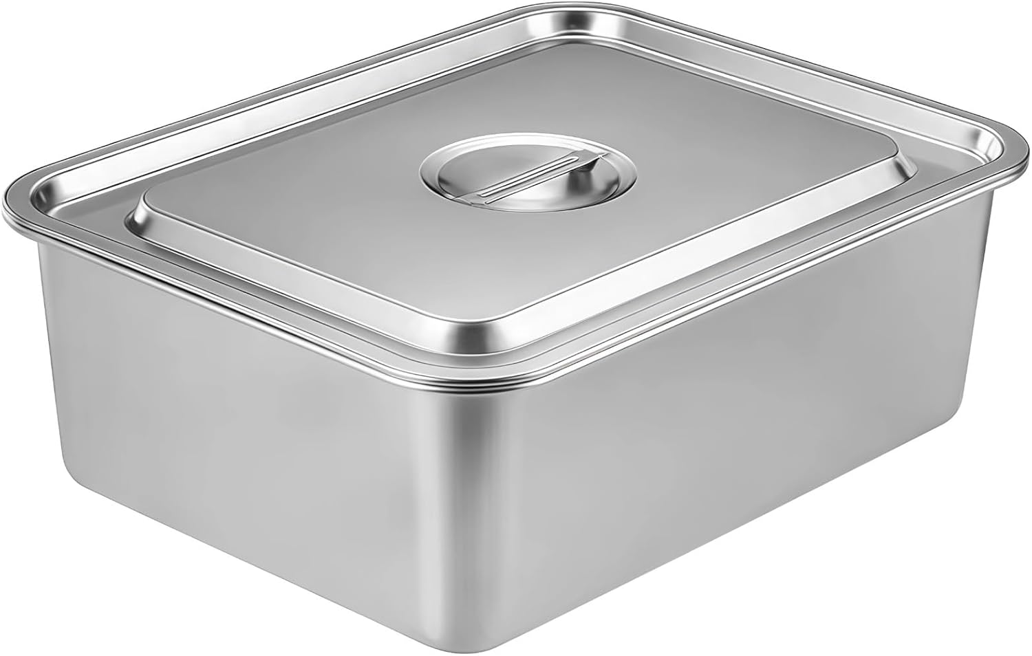 304 Stainless Steel Steam Table Pan, 14.2 X 10.6 X 2.8 Inch With Lid, Lasagna Pan For Cooking And Baking