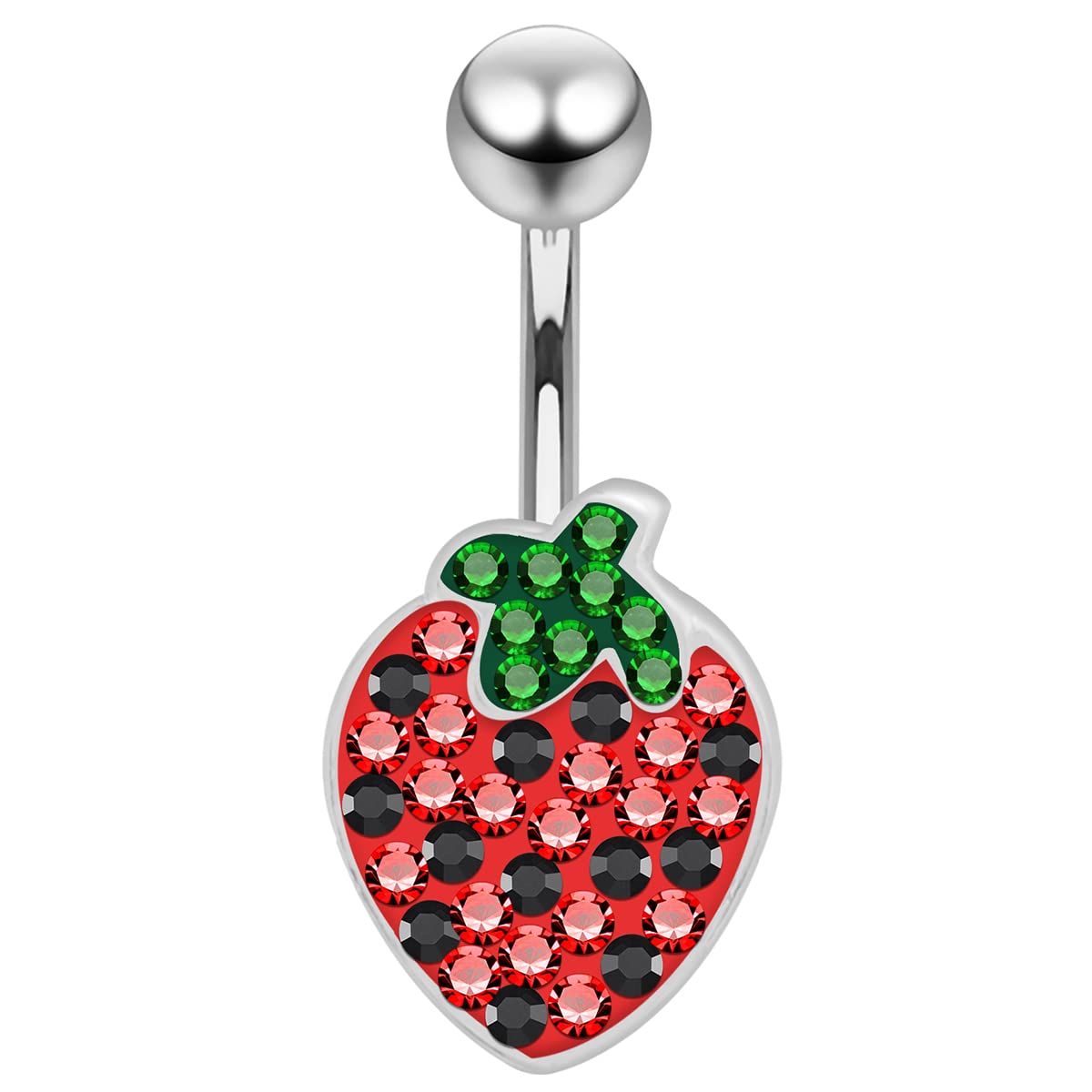 Monster Piercing Piercing para Ombligo de Plata de Ley con Piedras de Cristal Rojas