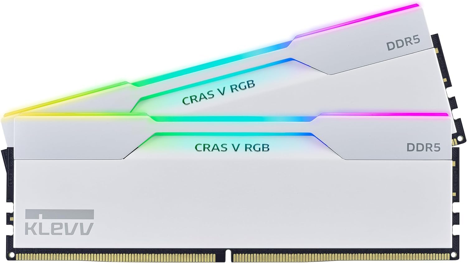 KLEVV CRAS V DDR5 RGB 48 GB (2 x 24 GB) 6000 MHz CL28 zestaw pamięci do gier RAM XMP 3.0 wysoka wydajność podkręcanie 28-36-36-76 (KD5KGUD80-60B280J) biały