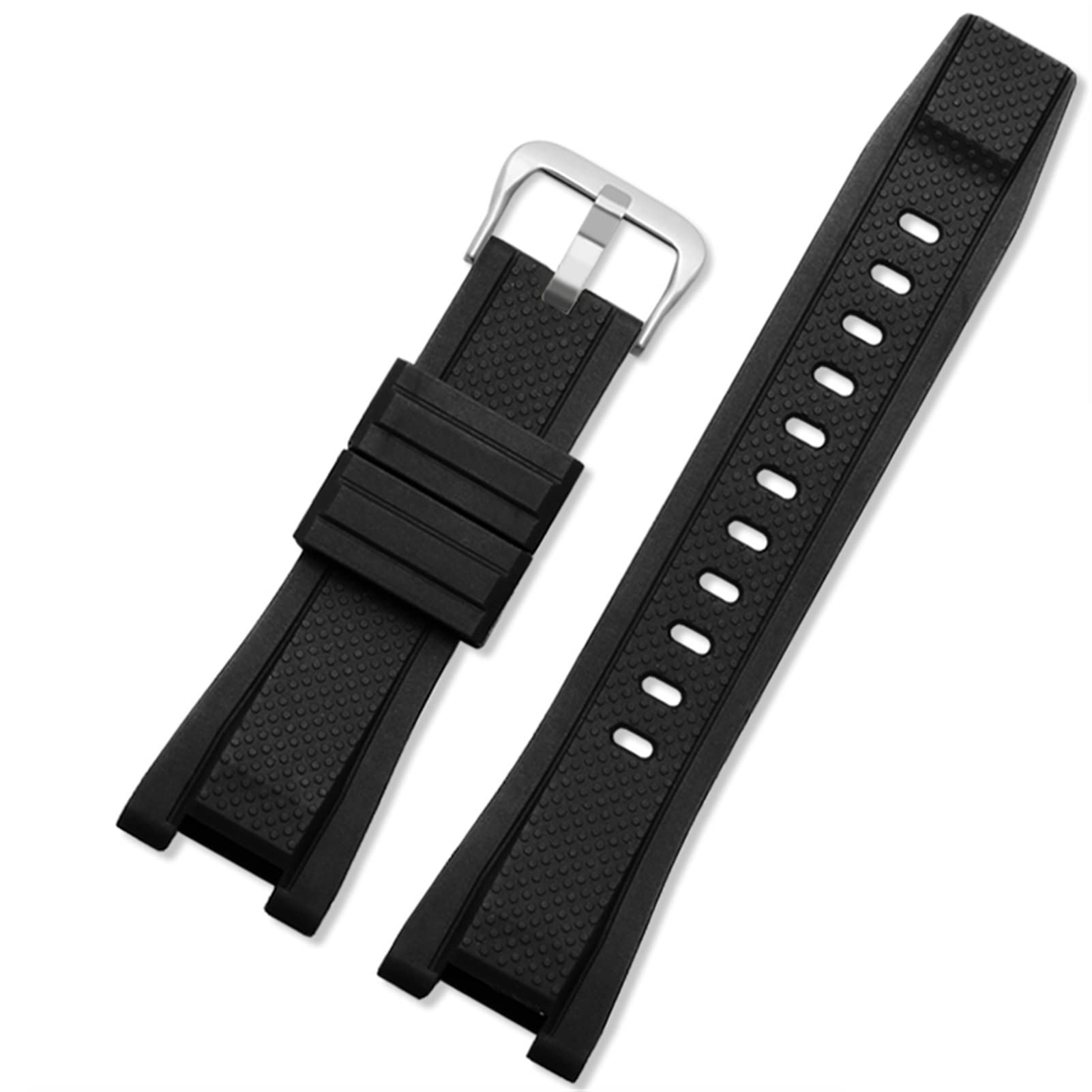 Bracelet de montre en caoutchouc noir-argent 26 x 14 mm pour GST-210