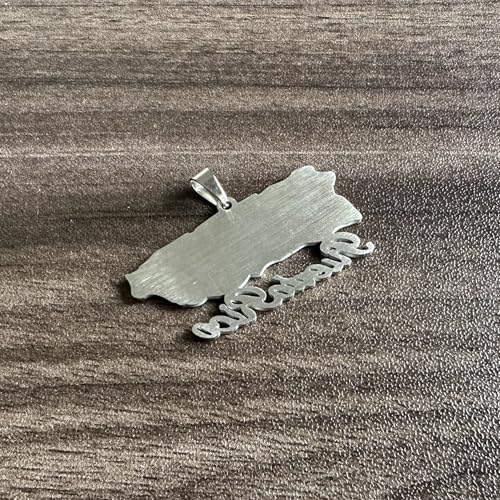 Fashion Stainless Steel Puerto Rico Map Pendant Country Flag Pattern Necklace4
