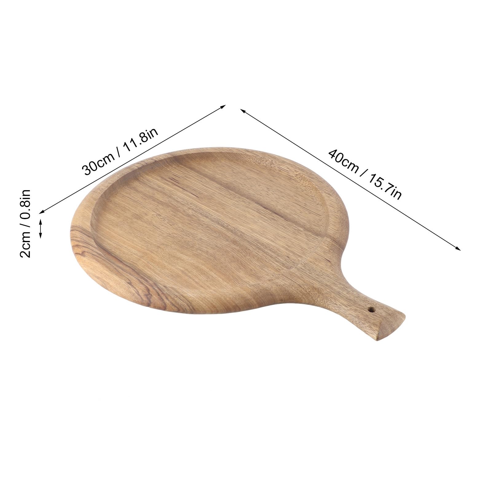 Pizzablech aus Holz, rundes Pizzabrett mit Griff, Schneidebrett, Backgeschirr, Küchen-Backutensilien zum Servieren von Pizza, Sushi, Desserts, Snacks in Restaurants, Cafés und