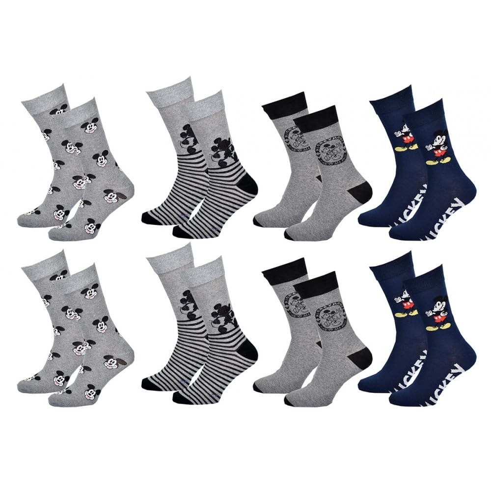 Ozabi Socks Pack MEN MICKEY MOUSE (as8, numeric, numeric_5_point_5, numeric_8, regular, regular, Pack of 8 Pairs 0887)