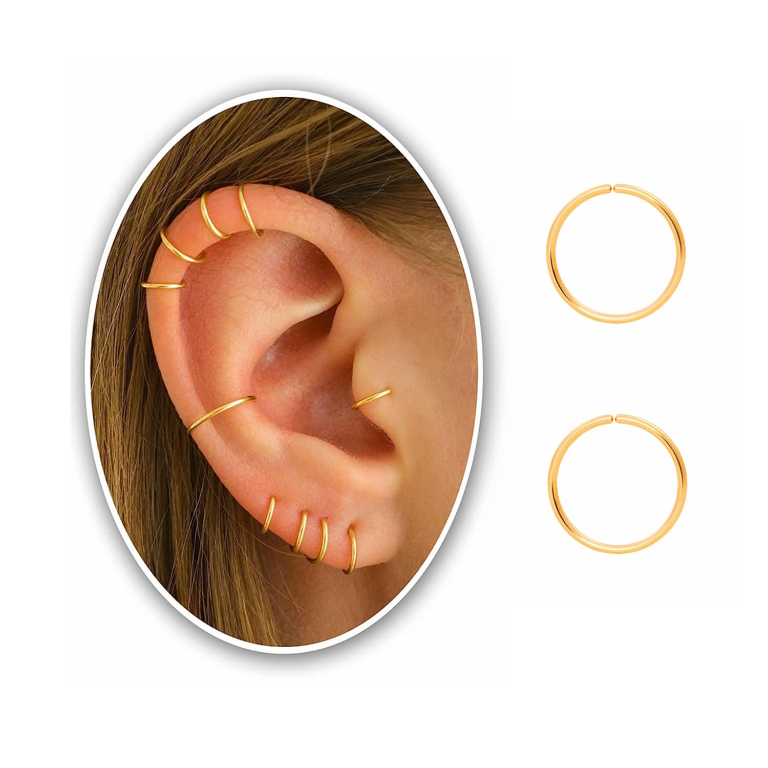 Sealoysmall Cartilage Hoop Earrings For Women Men Thin Piercing - Main Image