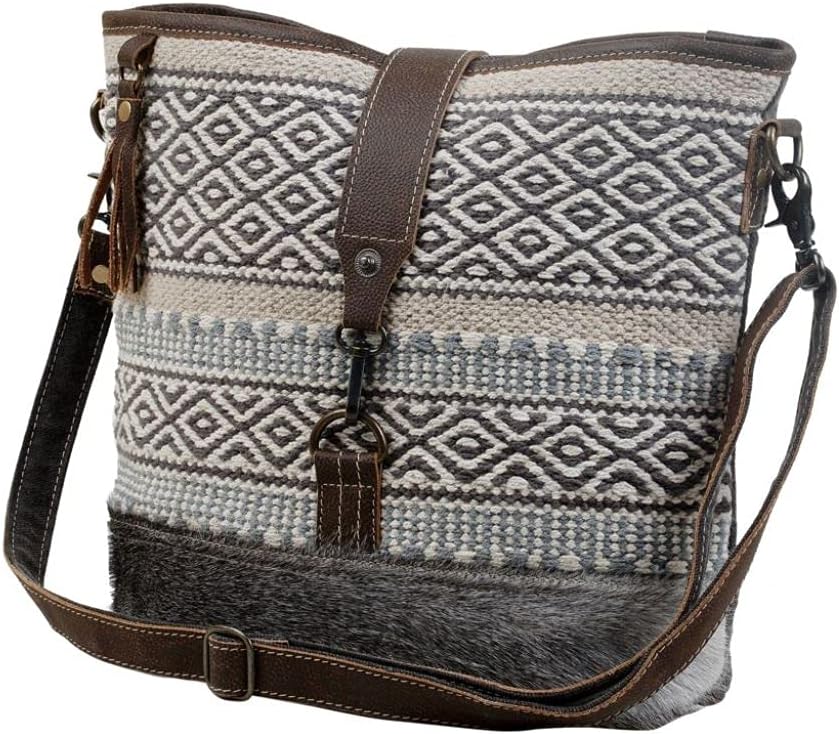 Myra Bag Identity Shoulder Bag Upcycled Cotton & Hair Leather S-3065