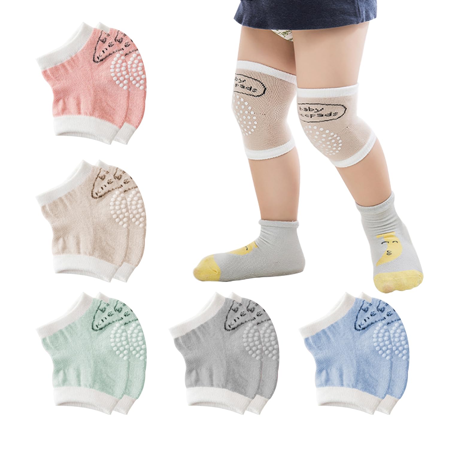 5 Paires De Genouillères, Genouillères Souples, Antidérapantes, Extensibles, Protection De Sécurité Pour Bébé Rampant, Genouillères Pour Bébé Rampant