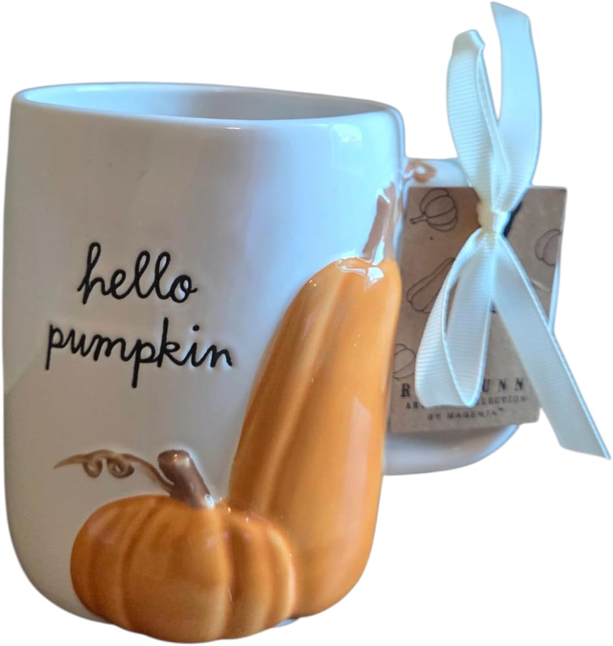 Rae Dunn Hello Pumpkin ceramic coffee mug. Autumn mugs.