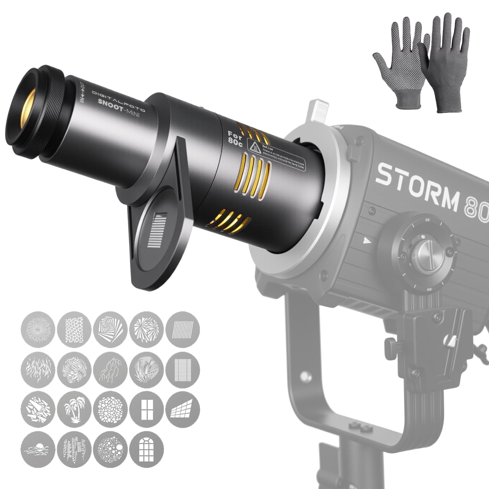 Amazon.co.jp: Aputure Storm 80C アクセサリー、19ゴボ付きミニ光学 