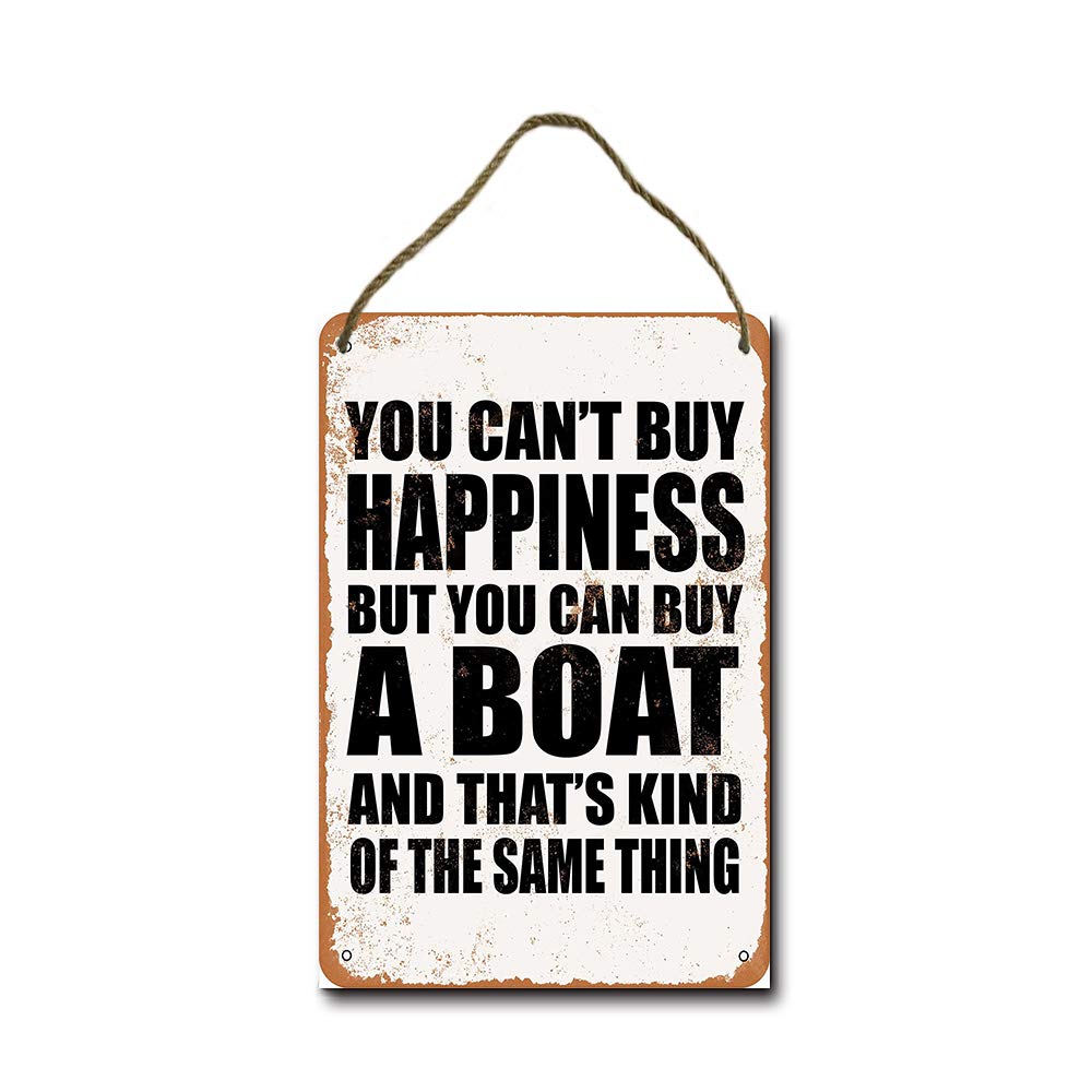 mefoll You Can't Buy Happiness But You Can Buy a Boat Wood Sign 8"x12" Plaque Decor