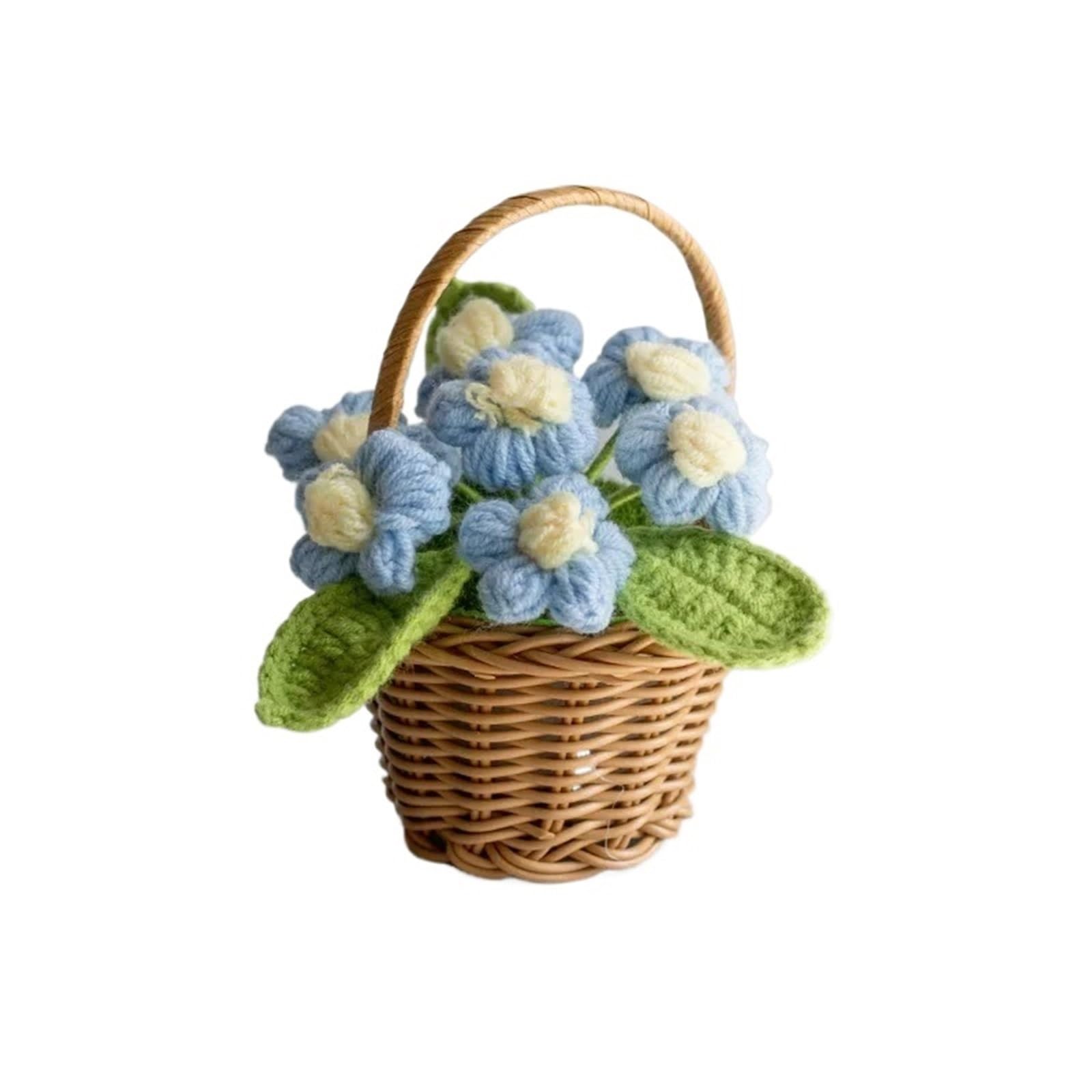ZHSOAO Crochet Flower Cute Finished Woven Sunflowers Potted Hand-knitted Table Home Decor for Weddings Birthdays(Color6)