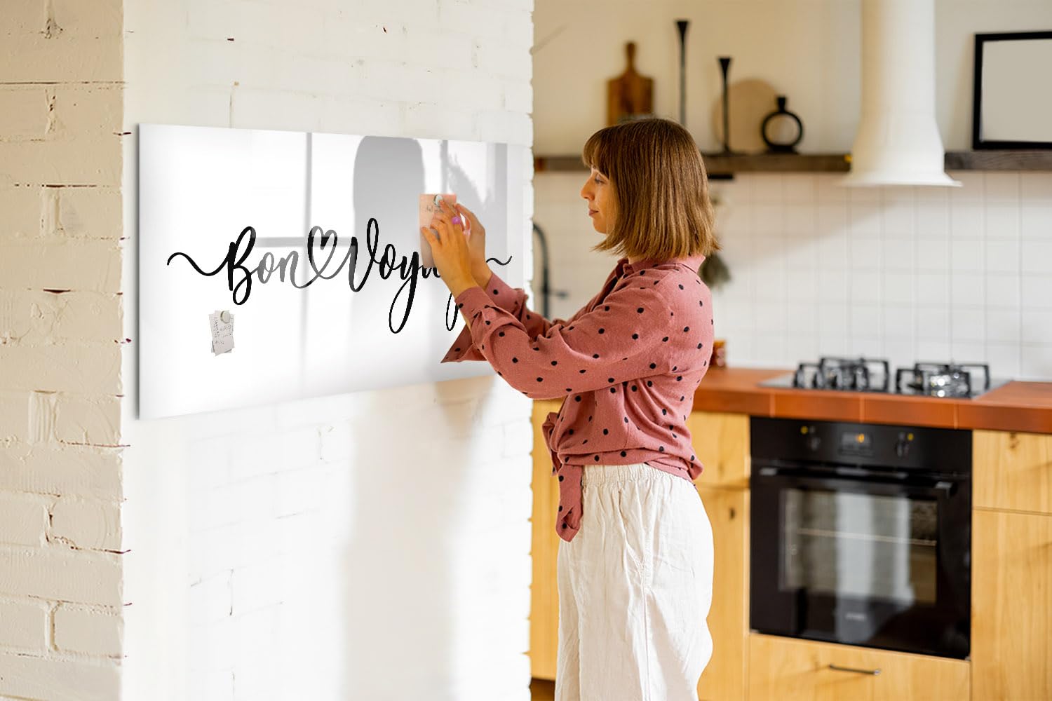 Premium Wand-Glasboard magnetisch mit Zubehör | Neodym-Magnete, Marker & Schwamm | Ideal für Notizen, Planung & Präsentationen- 120x60 - Inschrift Gute Reise