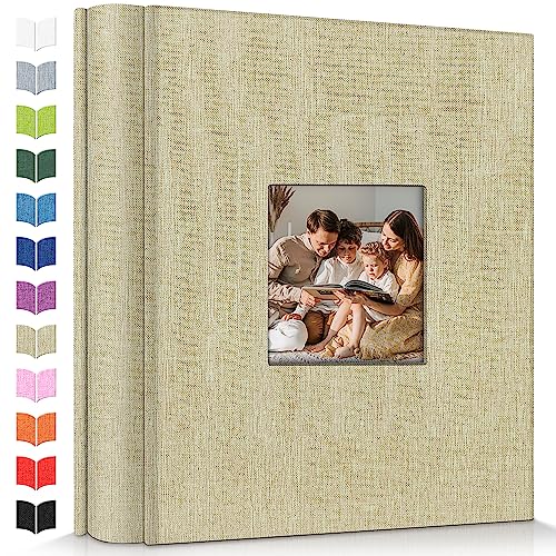 Image of Artfeel Photo Album 4x6 with 600 Pockets,Slip-in Picture Albums,Linen Cover Memory Book with Front Window,White Page Vertical Photo Book for Wedding,Family,Anniversare,Baby,Vacation