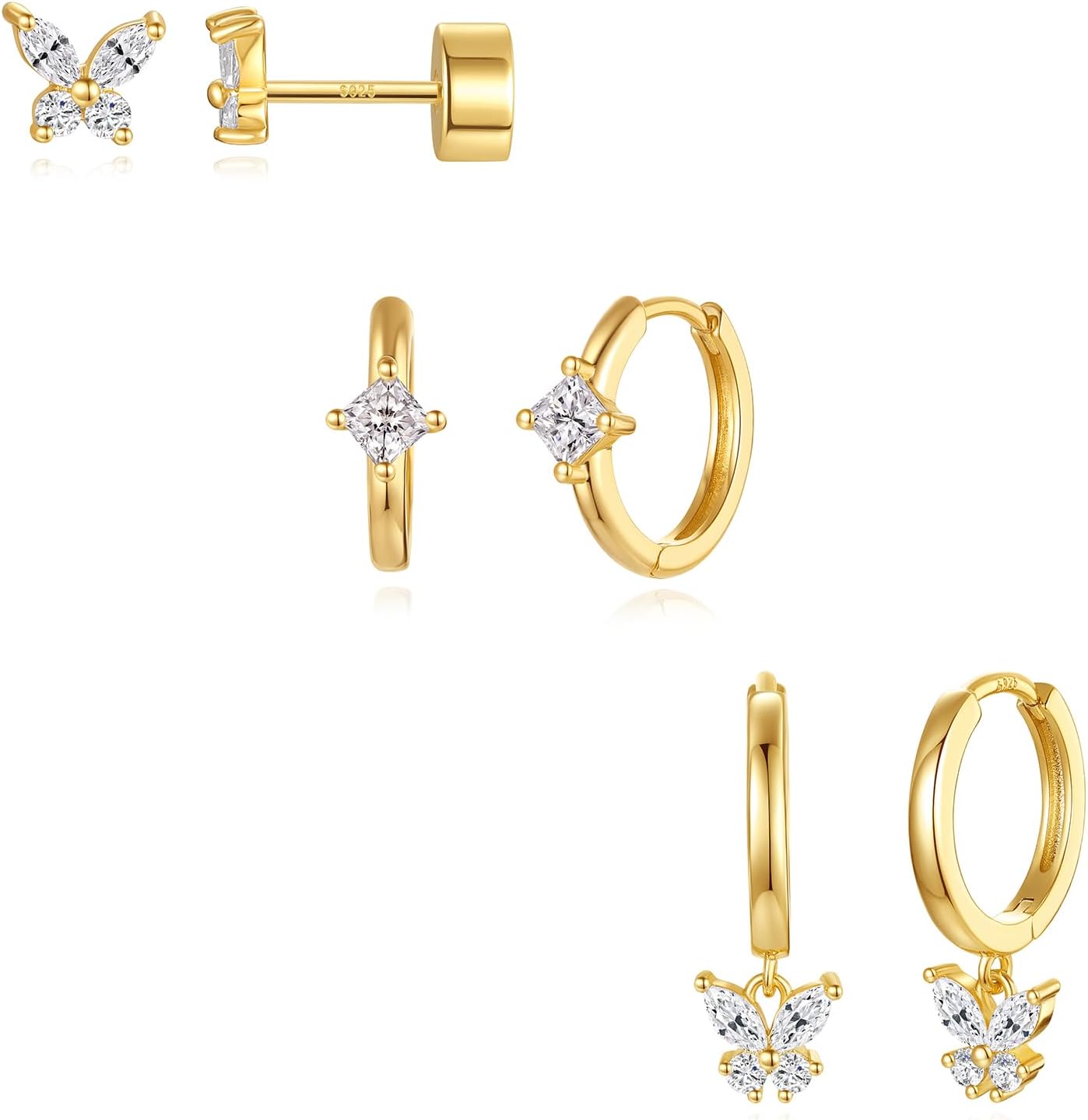 Angelady Gold Hoop Earrings Set for Women, Dainty 14K Gold Plated Flower Moon Cross Dangle Earrings, Hypoallergenic Huggie Hoop Earring Stacks, Stud Earrings for Women Trendy Jewelry Gift - Image 8