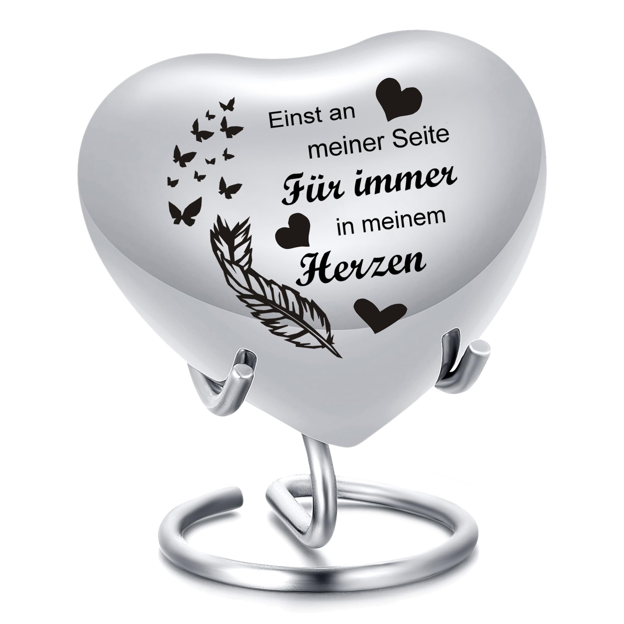 Herzförmige Urnen für die Asche von Menschen und Haustieren – kleine herzförmige Erinnerungsurnen zur Aufbewahrung Einer kleinen Menge der Asche (A-Silber-Herz 2)