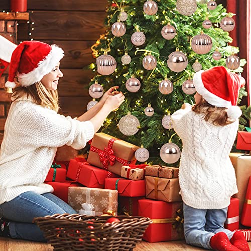 36Pcs Rose Gold Christmas Ball Ornaments For Christmas Tree - 9 Style Tree Ornaments Decorations Shatterproof Xmas Hanging Ball - Christmas Decorations For Home, Office #TOP3