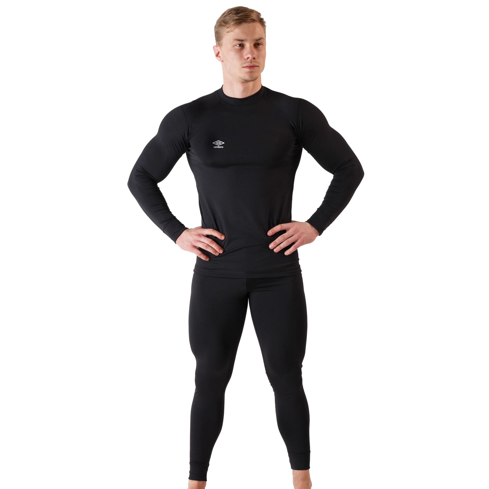 Umbro Mens Base Layer Set - Top & Bottom - Compression Shirts for Men, Compression Pants Men, Rash Guard for Men, Leggings