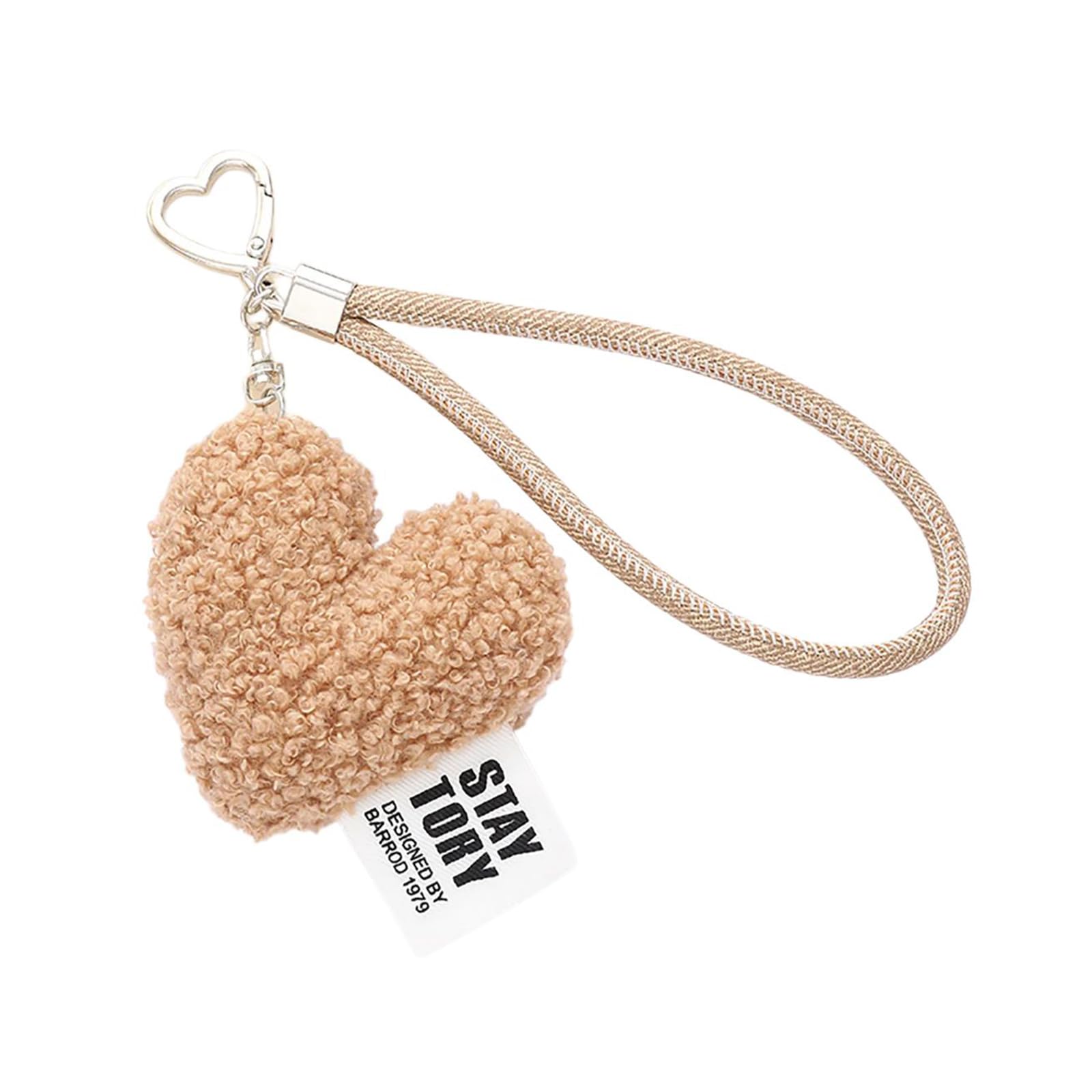 Obotsnoi Sweet Plush Love Heart Pendant Wristlet Keychain Bag Charm Keyring Pendant Lanyard for Backpack Coin Purse Decoration Fashion Heart