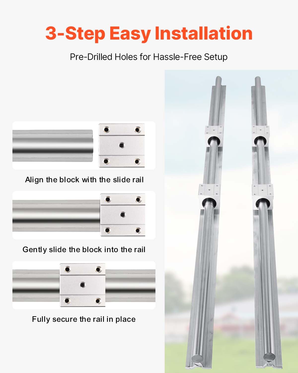 VEVOR Linear Guide Rail, SBR20-300/600/1000 mm, with 3 RM1605-350/650/1050 mm-C7 Ballscrews, BK/BF12 Support, Linear Shaft Optical Axis Kit, for CNC Milling Machine, Grinding Machine Printing Systems