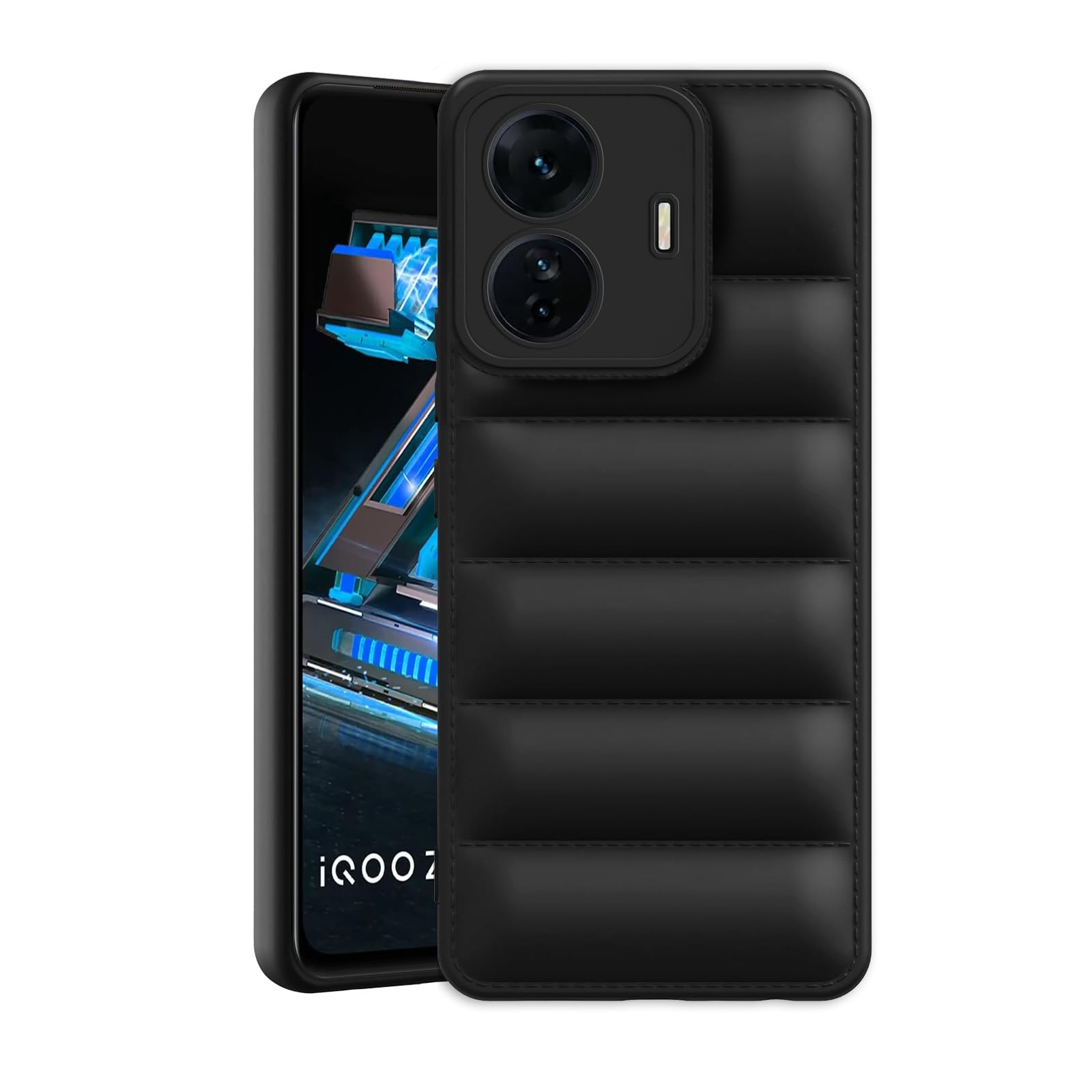 Amazon Brand - Solimo Rubber Puffer Case Camera Protection Soft Back Cover for Iqoo Z6 Pro-Black (B0CQT7N2M4) Amazon Price History, Amazon Price Tracker