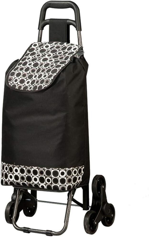 43Ltr Lightweight Shopping Trolley Hard Wearing Foldaway Travel Cart for Climb Stairs Easy Storage Max load 30kg, Black