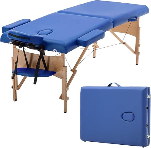 Miniatura 30 de FDW Cama de masaje portátil de 28 pulgadas de ancho, cama de pestañas 3 mesas de spa plegables de altura ajustable plegable con colgador de toalla