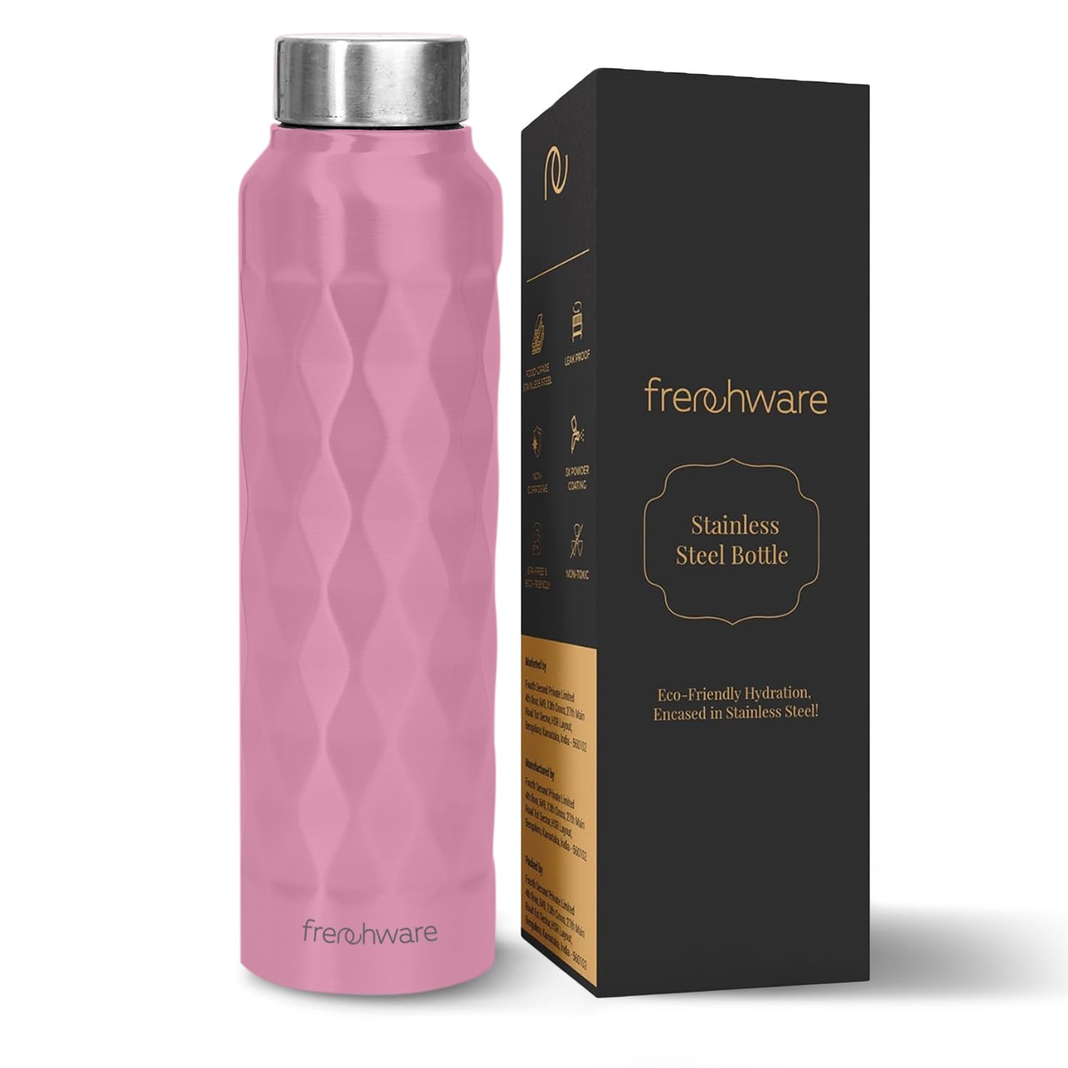 Frenchware High Quality SS 304 Stainless Steel Water Bottle for Refrigerator, School, Outdoor, Gym, Home and Office, Scratch Resistant, Rustproof,