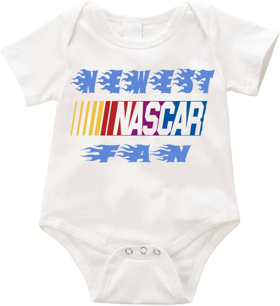 VRW Newest Nascar Fan Onesie Romper Bodysuit (White, NB)