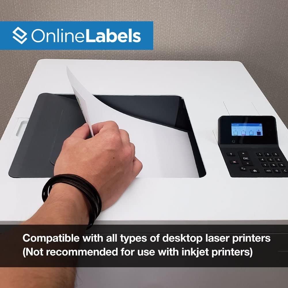 8.5 x 11 White Gloss Full Sheet Labels (Laser Printers Only) - 250 Sheets - Vertical Back Slit for Easy Peeling - OnlineLabels - Image 4