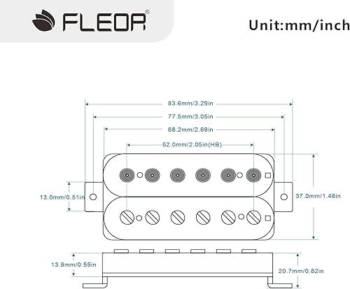 Miniatura 16 de FLEOR Guitarra Eléctrica Humbucker Pastillas Bridge Alnico 5 Pickup Negro